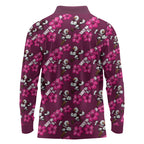 Manly Warringah Sea Eagles Long Sleeve Polo Shirt Tropical Hibiscus Floral Seamless Rugby Mascot