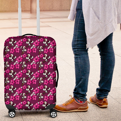 Manly Warringah Sea Eagles Luggage Cover Tropical Hibiscus Floral Seamless Rugby Mascot