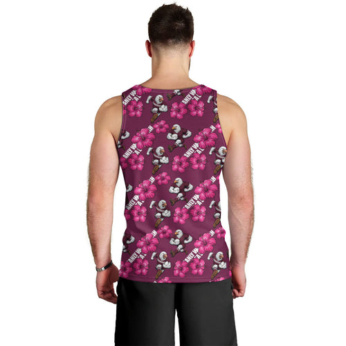 Manly Warringah Sea Eagles Men Tank Top Tropical Hibiscus Floral Seamless Rugby Mascot