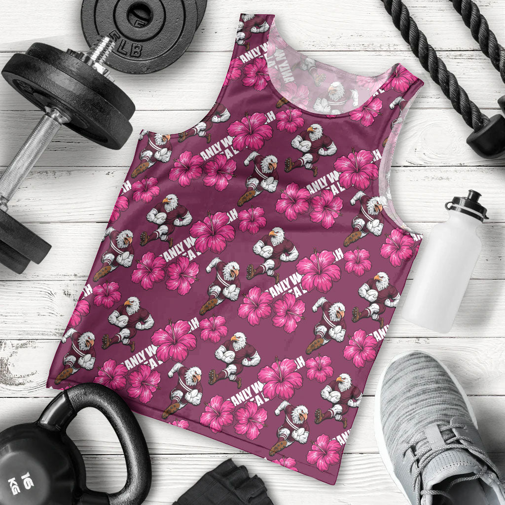Manly Warringah Sea Eagles Men Tank Top Tropical Hibiscus Floral Seamless Rugby Mascot