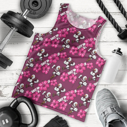 Manly Warringah Sea Eagles Men Tank Top Tropical Hibiscus Floral Seamless Rugby Mascot