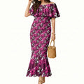 Manly Warringah Sea Eagles Mermaid Dress Tropical Hibiscus Floral Seamless Rugby Mascot