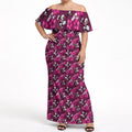 Manly Warringah Sea Eagles Off Shoulder Maxi Dress Tropical Hibiscus Floral Seamless Rugby Mascot