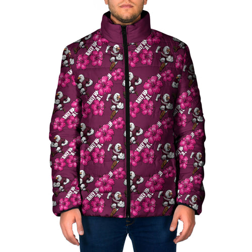 Manly Warringah Sea Eagles Padded Jacket Tropical Hibiscus Floral Seamless Rugby Mascot