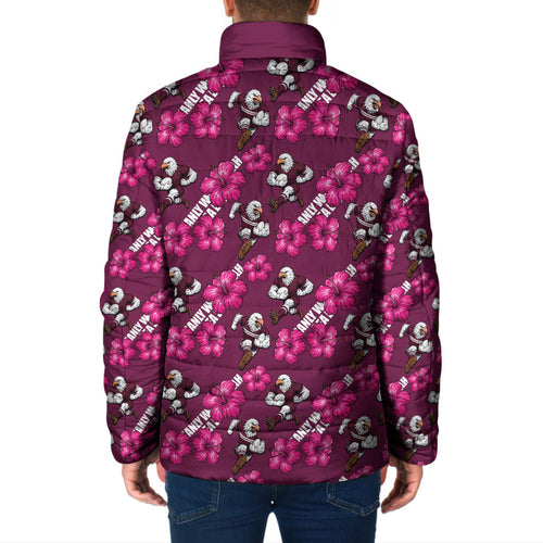 Manly Warringah Sea Eagles Padded Jacket Tropical Hibiscus Floral Seamless Rugby Mascot