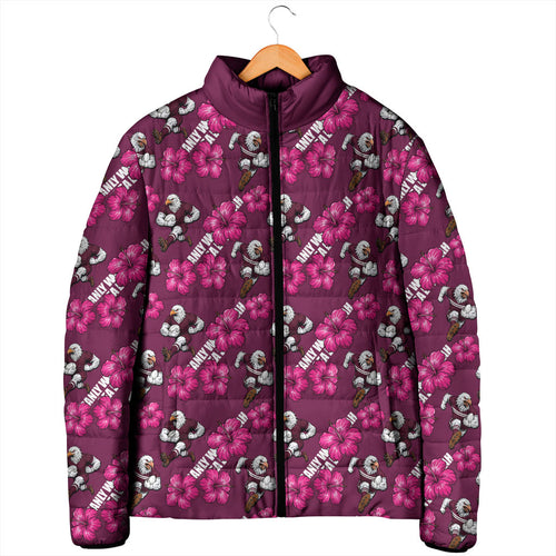 Manly Warringah Sea Eagles Padded Jacket Tropical Hibiscus Floral Seamless Rugby Mascot