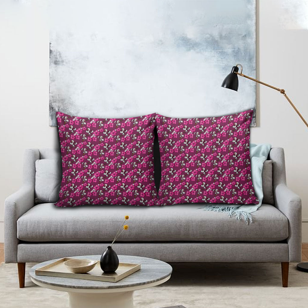 Manly Warringah Sea Eagles Pillow Cover Tropical Hibiscus Floral Seamless Rugby Mascot