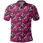 Manly Warringah Sea Eagles Polo Shirt Tropical Hibiscus Floral Seamless Rugby Mascot