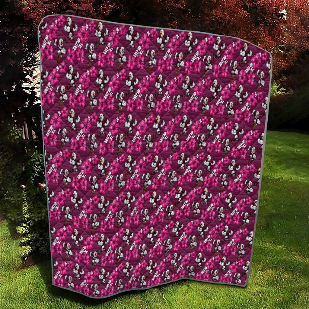 Manly Warringah Sea Eagles Quilt Tropical Hibiscus Floral Seamless Rugby Mascot