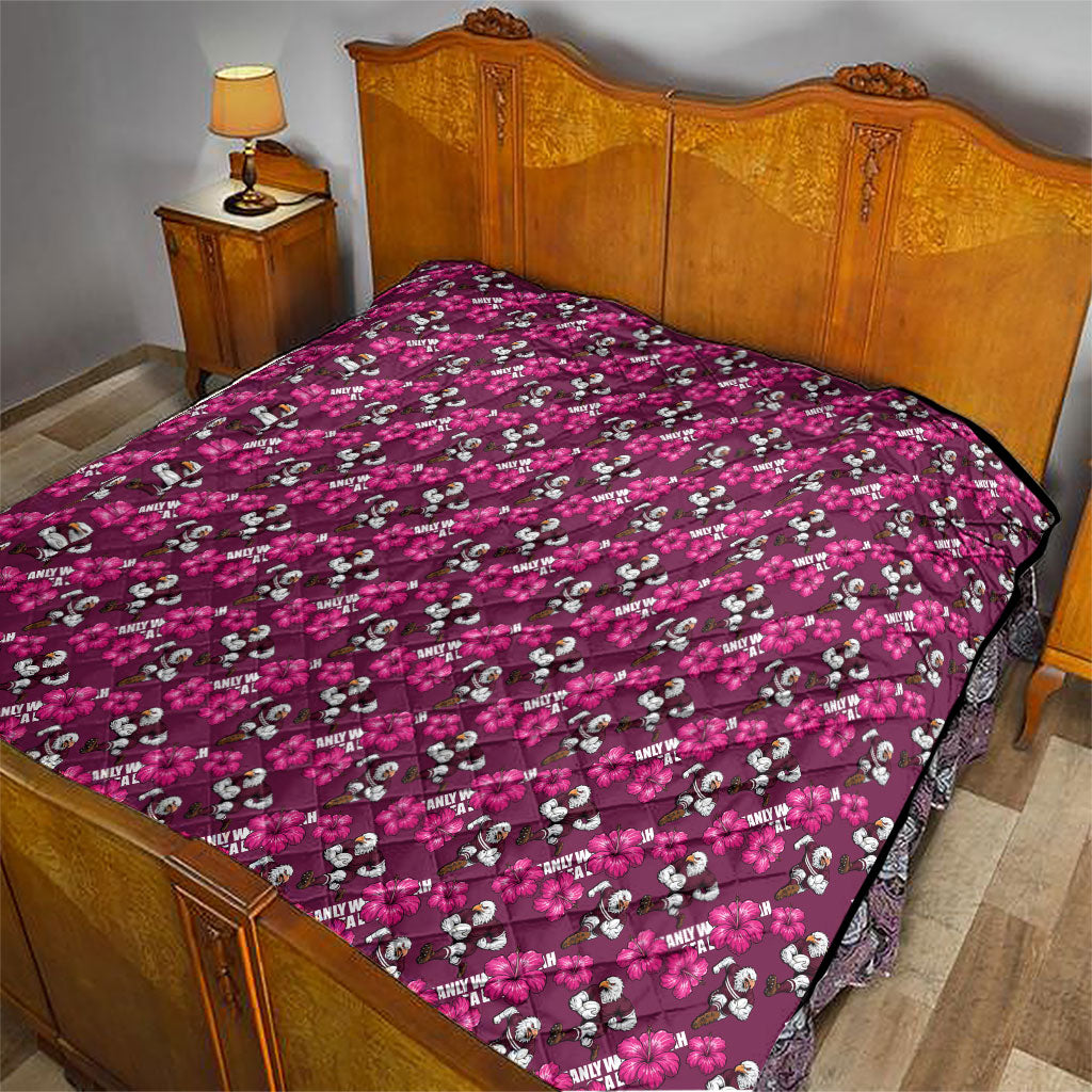 Manly Warringah Sea Eagles Quilt Tropical Hibiscus Floral Seamless Rugby Mascot