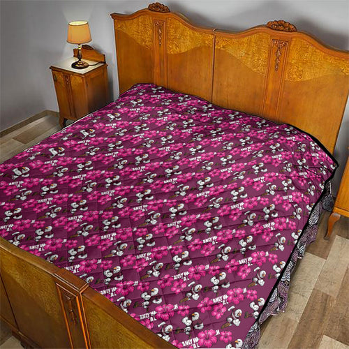 Manly Warringah Sea Eagles Quilt Tropical Hibiscus Floral Seamless Rugby Mascot