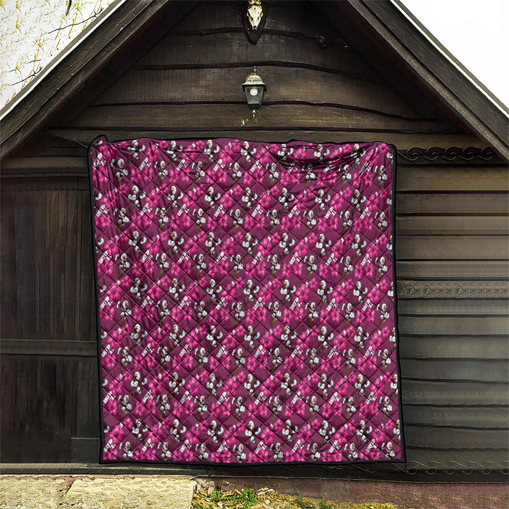 Manly Warringah Sea Eagles Quilt Tropical Hibiscus Floral Seamless Rugby Mascot