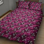 Manly Warringah Sea Eagles Quilt Bed Set Tropical Hibiscus Floral Seamless Rugby Mascot