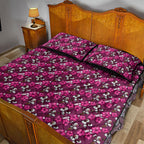 Manly Warringah Sea Eagles Quilt Bed Set Tropical Hibiscus Floral Seamless Rugby Mascot