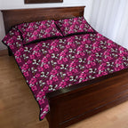 Manly Warringah Sea Eagles Quilt Bed Set Tropical Hibiscus Floral Seamless Rugby Mascot