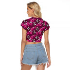 Manly Warringah Sea Eagles Raglan Cropped T Shirt Tropical Hibiscus Floral Seamless Rugby Mascot