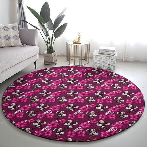 Manly Warringah Sea Eagles Round Carpet Tropical Hibiscus Floral Seamless Rugby Mascot