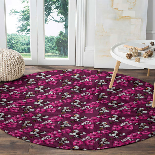 Manly Warringah Sea Eagles Round Carpet Tropical Hibiscus Floral Seamless Rugby Mascot