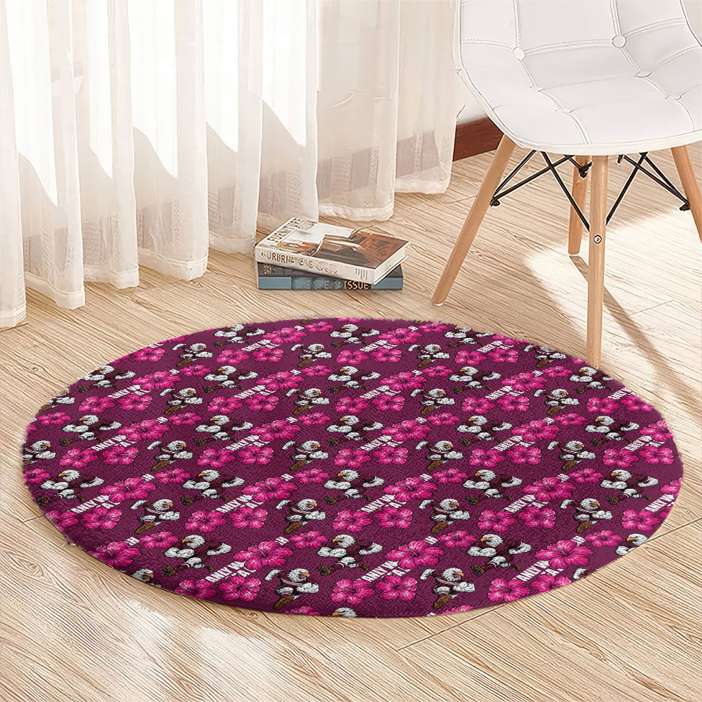 Manly Warringah Sea Eagles Round Carpet Tropical Hibiscus Floral Seamless Rugby Mascot