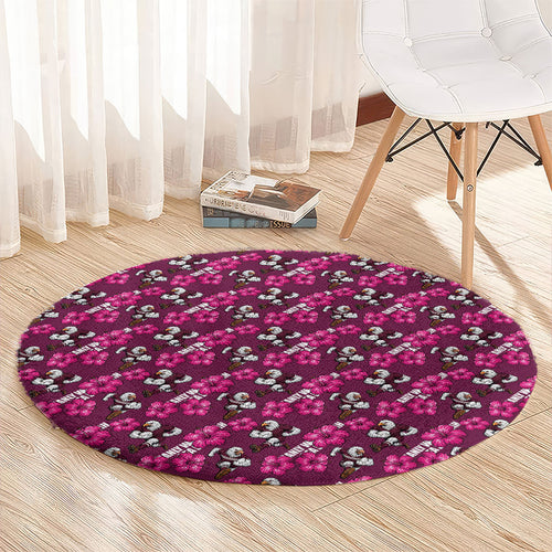 Manly Warringah Sea Eagles Round Carpet Tropical Hibiscus Floral Seamless Rugby Mascot
