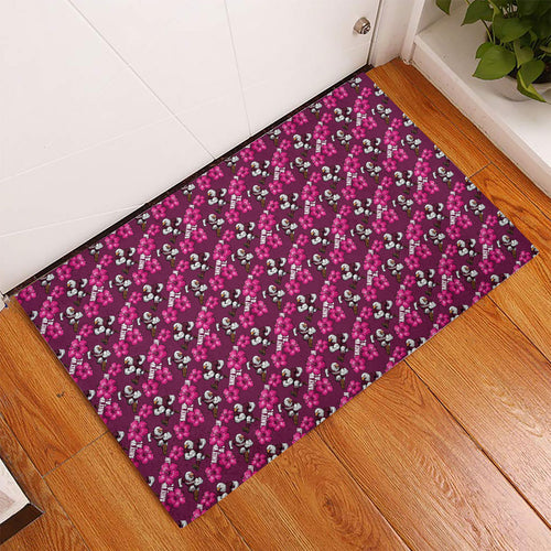 Manly Warringah Sea Eagles Rubber Doormat Tropical Hibiscus Floral Seamless Rugby Mascot
