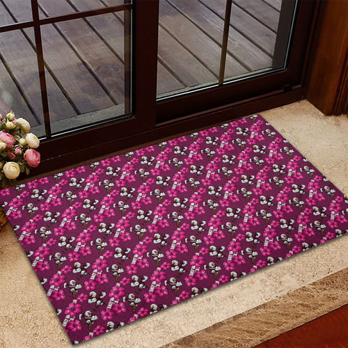Manly Warringah Sea Eagles Rubber Doormat Tropical Hibiscus Floral Seamless Rugby Mascot
