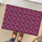 Manly Warringah Sea Eagles Rubber Doormat Tropical Hibiscus Floral Seamless Rugby Mascot