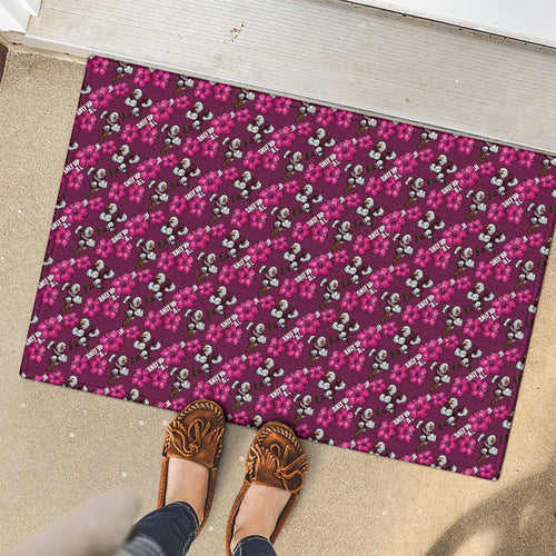 Manly Warringah Sea Eagles Rubber Doormat Tropical Hibiscus Floral Seamless Rugby Mascot