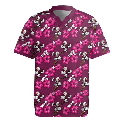 Manly Warringah Sea Eagles Rugby Jersey Tropical Hibiscus Floral Seamless Rugby Mascot