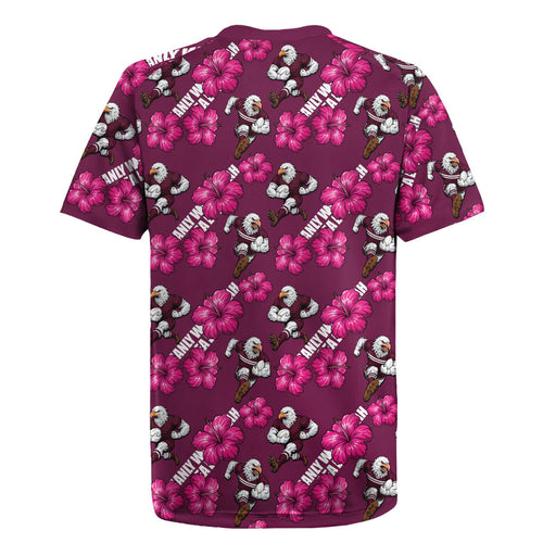Manly Warringah Sea Eagles Rugby Jersey Tropical Hibiscus Floral Seamless Rugby Mascot