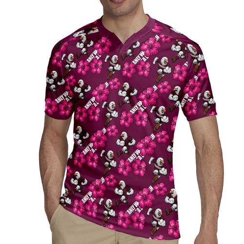 Manly Warringah Sea Eagles Rugby Jersey Tropical Hibiscus Floral Seamless Rugby Mascot