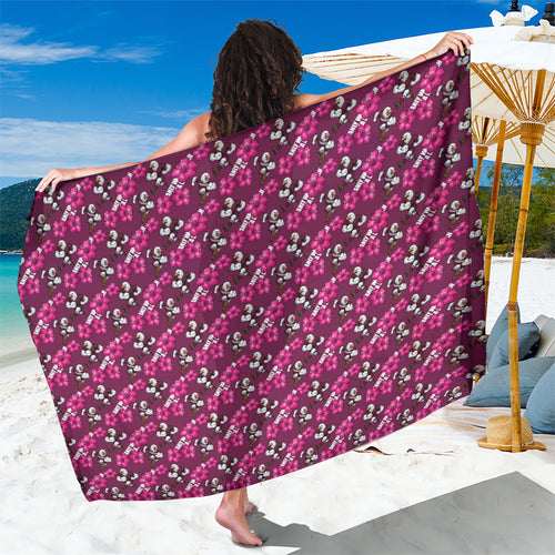 Manly Warringah Sea Eagles Sarong Tropical Hibiscus Floral Seamless Rugby Mascot