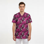 Manly Warringah Sea Eagles Scrub Top Tropical Hibiscus Floral Seamless Rugby Mascot