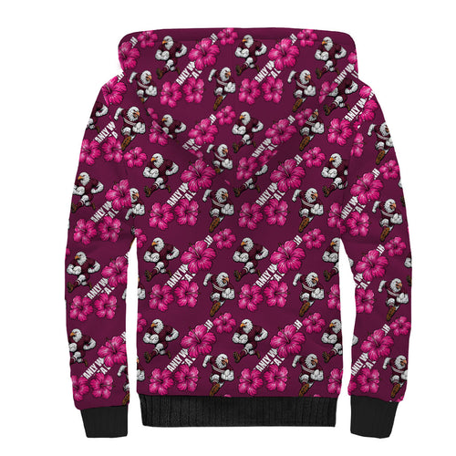 Manly Warringah Sea Eagles Sherpa Hoodie Tropical Hibiscus Floral Seamless Rugby Mascot