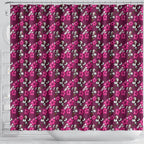 Manly Warringah Sea Eagles Shower Curtain Tropical Hibiscus Floral Seamless Rugby Mascot