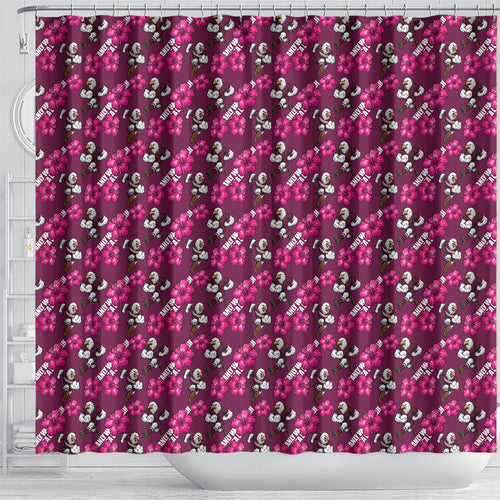 Manly Warringah Sea Eagles Shower Curtain Tropical Hibiscus Floral Seamless Rugby Mascot