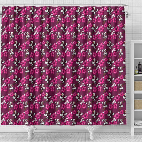Manly Warringah Sea Eagles Shower Curtain Tropical Hibiscus Floral Seamless Rugby Mascot