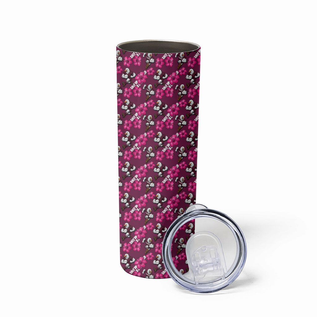 Manly Warringah Sea Eagles Skinny Tumbler Tropical Hibiscus Floral Seamless Rugby Mascot