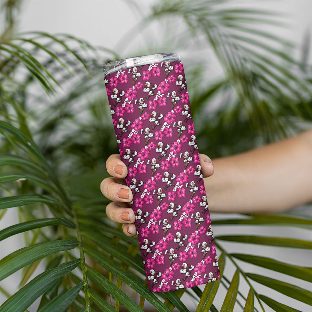 Manly Warringah Sea Eagles Skinny Tumbler Tropical Hibiscus Floral Seamless Rugby Mascot