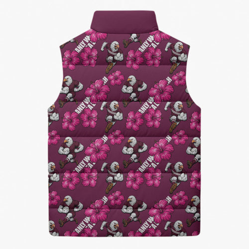 Manly Warringah Sea Eagles Sleeveless Puffer Jacket Tropical Hibiscus Floral Seamless Rugby Mascot