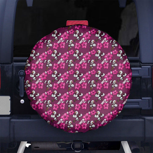 Manly Warringah Sea Eagles Spare Tire Cover Tropical Hibiscus Floral Seamless Rugby Mascot