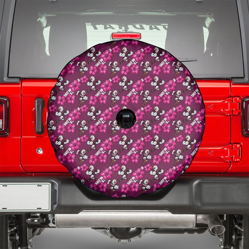 Manly Warringah Sea Eagles Spare Tire Cover Tropical Hibiscus Floral Seamless Rugby Mascot