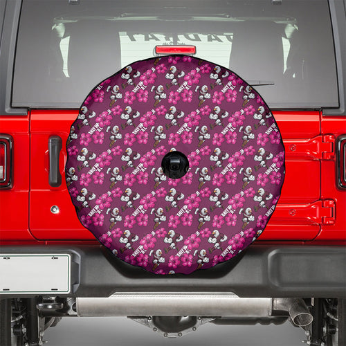 Manly Warringah Sea Eagles Spare Tire Cover Tropical Hibiscus Floral Seamless Rugby Mascot