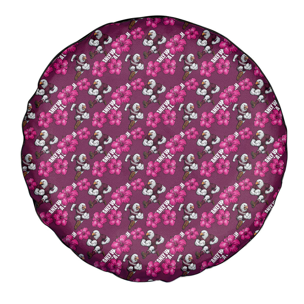 Manly Warringah Sea Eagles Spare Tire Cover Tropical Hibiscus Floral Seamless Rugby Mascot