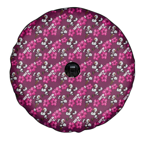 Manly Warringah Sea Eagles Spare Tire Cover Tropical Hibiscus Floral Seamless Rugby Mascot