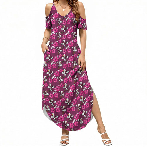 Manly Warringah Sea Eagles Summer Maxi Dress Tropical Hibiscus Floral Seamless Rugby Mascot