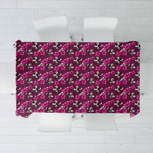 Manly Warringah Sea Eagles Tablecloth Tropical Hibiscus Floral Seamless Rugby Mascot