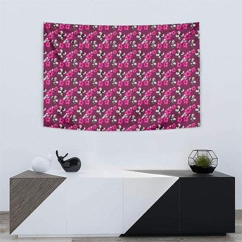 Manly Warringah Sea Eagles Tapestry Tropical Hibiscus Floral Seamless Rugby Mascot