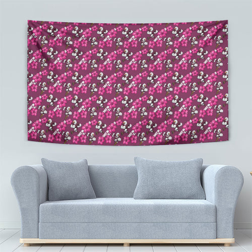 Manly Warringah Sea Eagles Tapestry Tropical Hibiscus Floral Seamless Rugby Mascot
