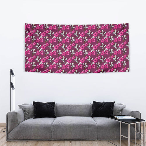 Manly Warringah Sea Eagles Tapestry Tropical Hibiscus Floral Seamless Rugby Mascot